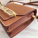 Roulis 18cm togo calfskin golden brown waxed thread gold and silver buckle
