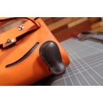 Kelly doll doll bag 17cm swift orange spell coffee silver buckle