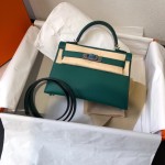 Kelly Mini second generation z6 malachite green original epsom leather gold and silver buckle