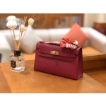 Minikelly Epsom Palm Leather Garnet Red