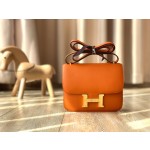 Constance orange 19cm silver buckle epsom leather