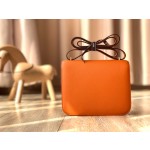 Constance orange 19cm silver buckle epsom leather
