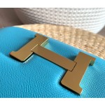 Constance 23cm north wind blue gold buckle epsom leather