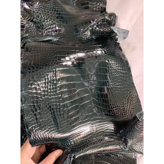 Hermès makes exclusive leather glossy American alligator:6O cypress green
