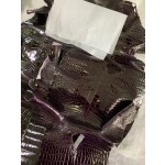 Hermès makes exclusive leather glossy American alligator:eggplant purple