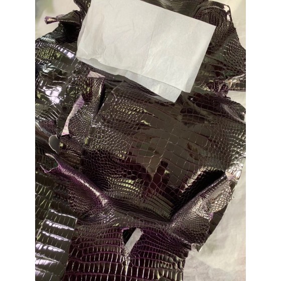 Hermès makes exclusive leather glossy American alligator:eggplant purple