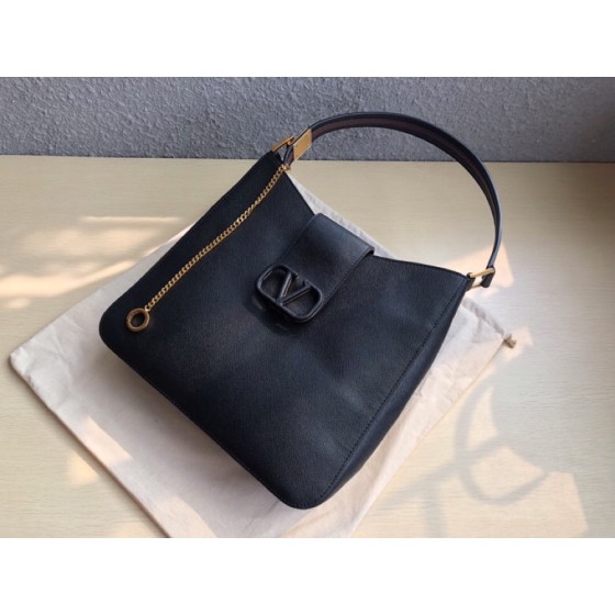 Valentino VSLING Textured Calfskin Shoulder Bag Leather Shoulder Model: 0802L