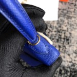 Mini second generation electric blue original epsom leather gold buckle