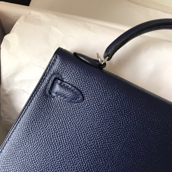 Mini II 7k deep sapphire blue original epsom leather silver buckle