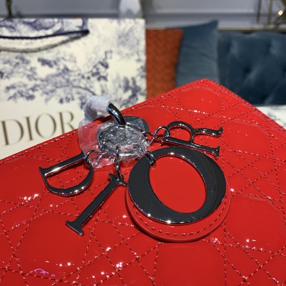 Dior Lady Seven Grid Princess Red Lacquered Silver