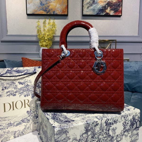 DIOR Lady Seven Grid Daifei Wine Red Lacquer Gold