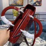 DIOR Lady Seven Grid Daifei Wine Red Lacquer Gold