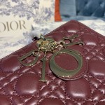 DIOR Lady Seven Grid Daifei Wine Red Gold Buckle