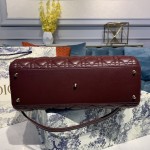 DIOR Lady Seven Grid Daifei Wine Red Gold Buckle