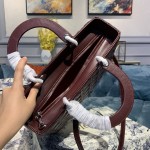 DIOR Lady Seven Grid Daifei Wine Red Silver Button