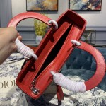 Dior Lady Seven Grid Princess Red Sheep Silver