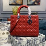 Dior Lady Seven Grid Princess Red Sheep Silver