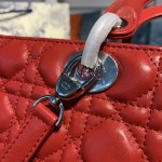 Dior Lady Seven Grid Princess Red Sheep Silver
