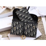 Blue Oblique Printed Saddle Flap Wallet