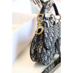 Dior Oblique Old Flower Saddle Handbag