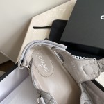 CHANEL Classic Enamel Colorful Button Velcro Sandals