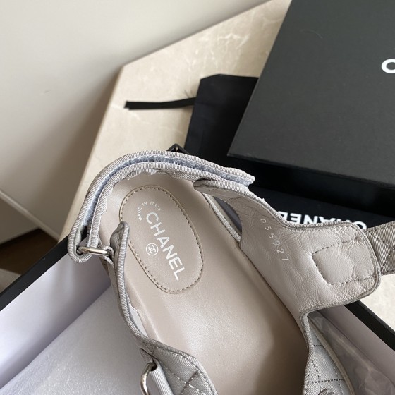 CHANEL Classic Enamel Colorful Button Velcro Sandals