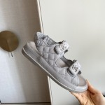 CHANEL Classic Enamel Colorful Button Velcro Sandals