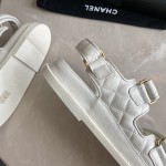 CHANEL Classic Enamel Colorful Button Velcro Sandals