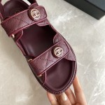 CHANEL Classic Enamel Colorful Button Velcro Sandals