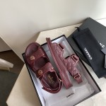 CHANEL Classic Enamel Colorful Button Velcro Sandals