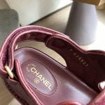 CHANEL Classic Enamel Colorful Button Velcro Sandals