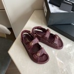 CHANEL Classic Enamel Colorful Button Velcro Sandals