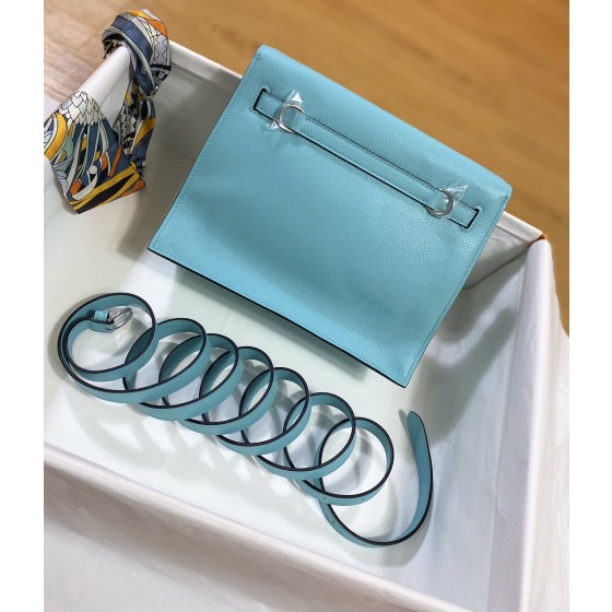 Kelly danse 22cm everculure leather Blue atoll 3P macaroon blue silver buckle