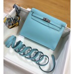 Kelly danse 22cm everculure leather Blue atoll 3P macaroon blue silver buckle