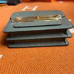 Roulis 19cm almond green gold and silver buckle spot Evercolor leather