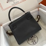 Kelly doll doll bag swift black silver buckle