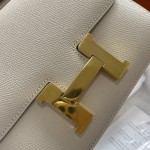 Constance19 epsom leather milkshake white gold buckle