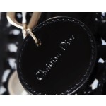 Black Gold  Lady Dior vine check patent leather cow leather mini handbag