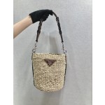 Prada Bucket Straw Bag 1BC128