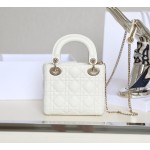 Lady white rattan lacquered GR original sheepskin mini Three compartments