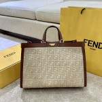 FENDI latest double FF flannel peekaboo X-tote