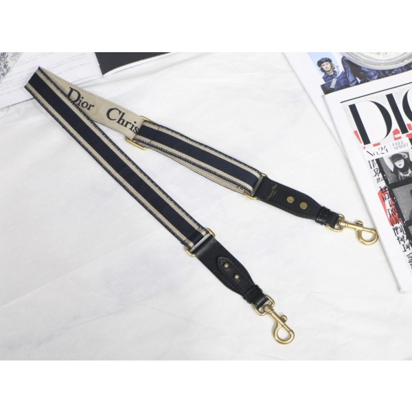 Dior blue embroidery and black cow leather