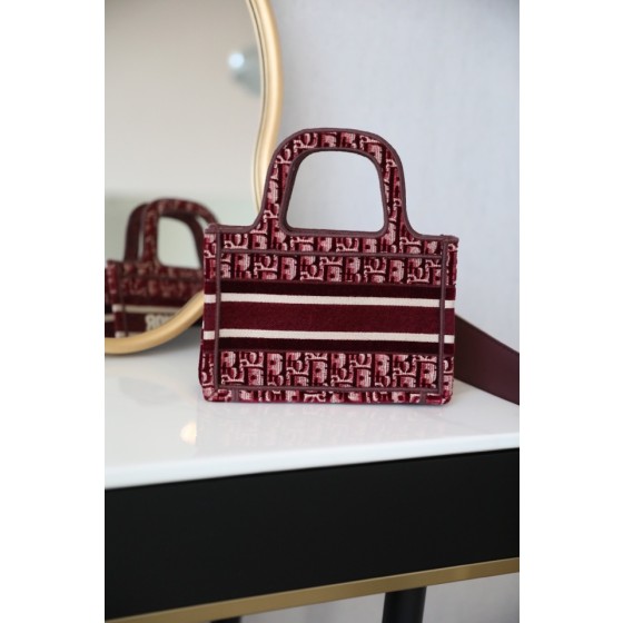 Dior Book Tote Velvet Burgundy