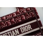 Dior Book Tote Velvet Burgundy
