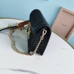 MIU MIU 5BH099 Lambskin shoulder pad and metal chain splicing long shoulder strap