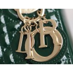 Emerald  Lady Dior vine check patent leather cow leather mini handbag