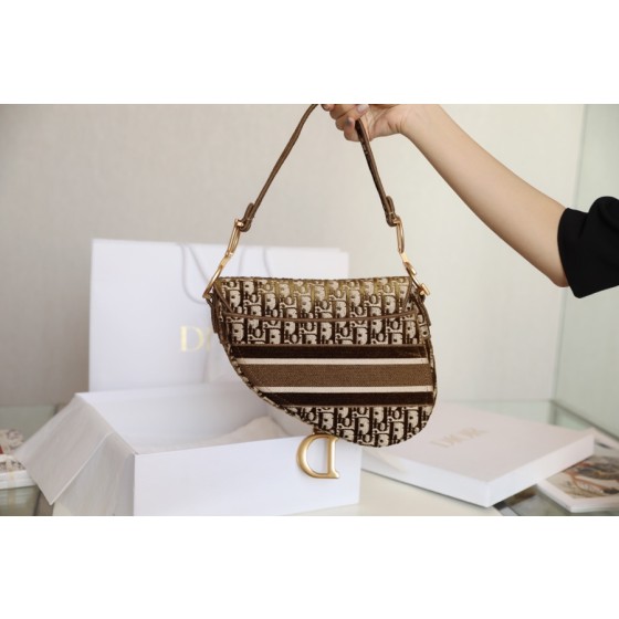 Dior Oblique Velvet Saddle Brown
