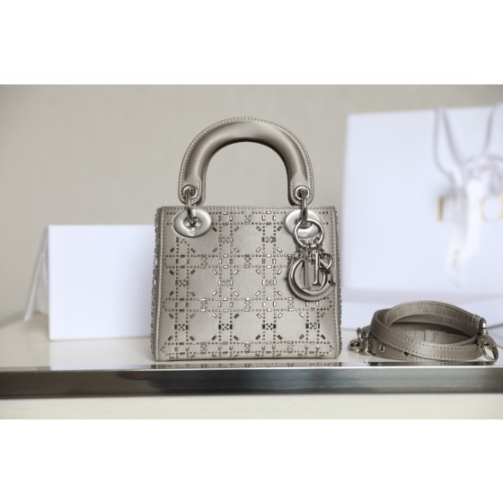 Dior Lady mini 🤍 Grey hot-stamped diamond dainty bag DR-051