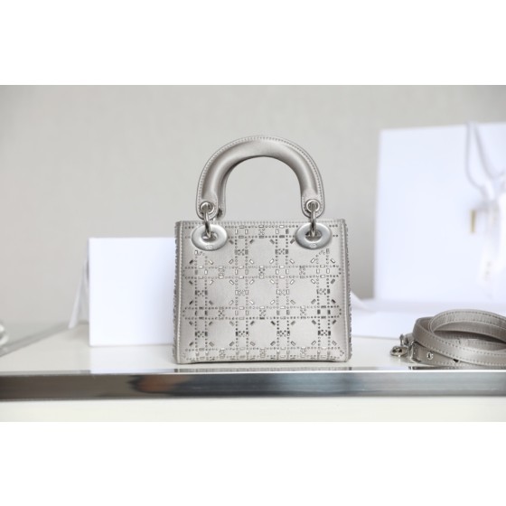 Dior Lady mini 🤍 Grey hot-stamped diamond dainty bag DR-051