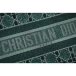 DIOR TOTE embroidered vine check pattern dark green velvet